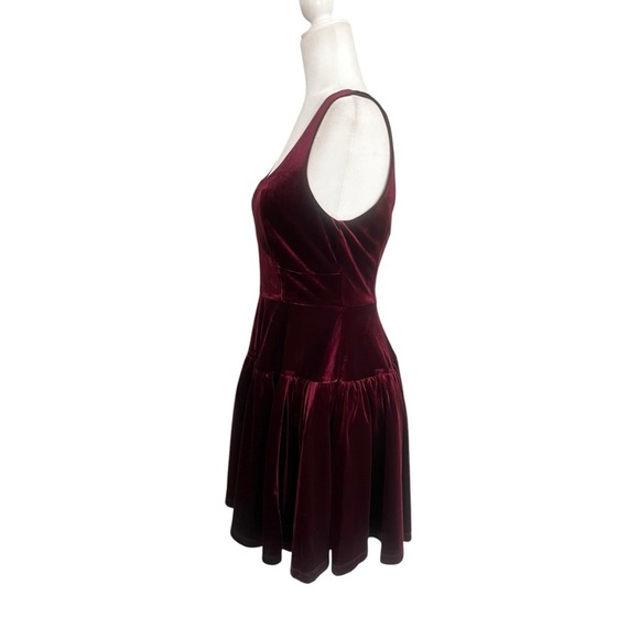Avec Les Filles Burgundy Size 6 Velvet Mini Sleeveless Dress Romantic Goth - Picture 6 of 12